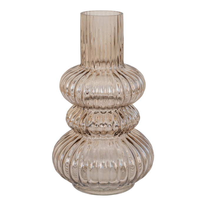 Vase i røget mundblæst glas