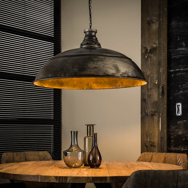 Loftslampe - 1 skærm i patineret sølv metal