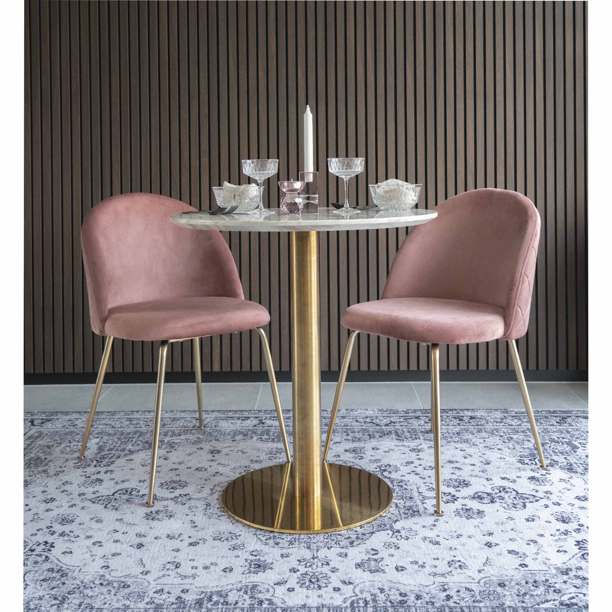 Bolzano Spisebord - Marmor og messing Ø70 cm.
