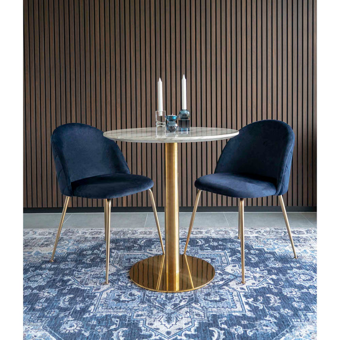 Bolzano Spisebord - Marmor og messing Ø70 cm.