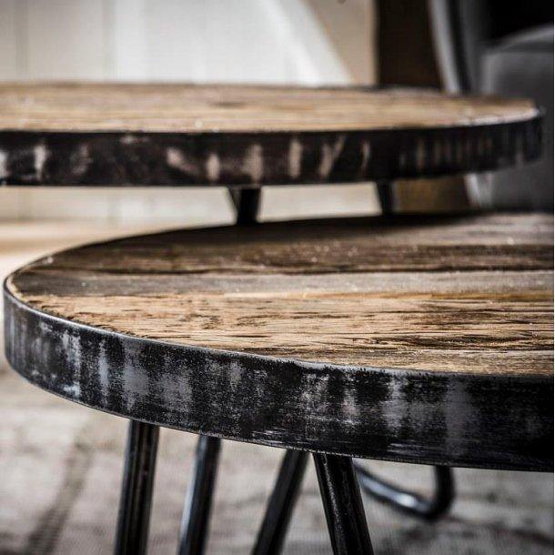 Sofabord - 2 borde, genbrugstræ, patineret metal | HemmingsenInteriør
