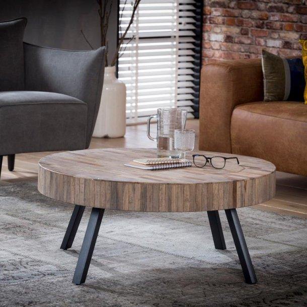 Sofabord, teak med metalben, 90 cm | HemmingsenInteriør