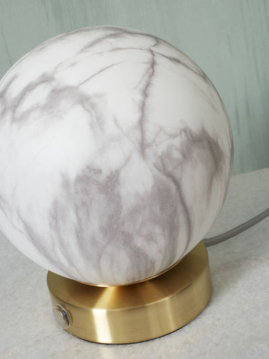 Bordlampe Carrara globe - Hvid marmor print.