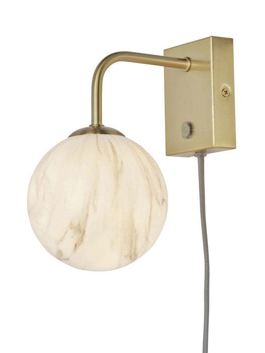 Væglampe glas/jern Carrara globe - Guld