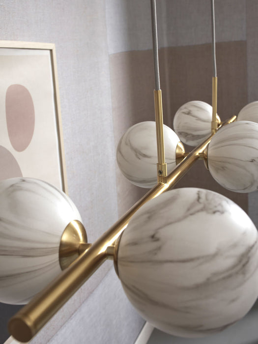 Loftlampe "Carrara" 6-globe - Hvid marmorprint