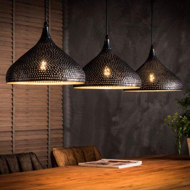 Loftlampe, 3 stk. 32 cm skærme, sort-brun metal | HemmingsenInteriør