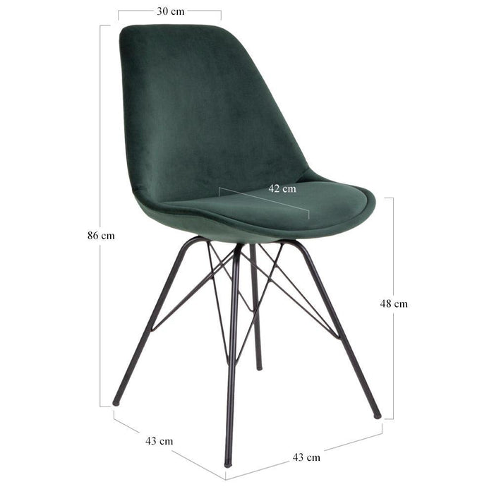 Oslo Spisebordsstole, Grøn velour. 2 stk. | HemmingsenInteriør