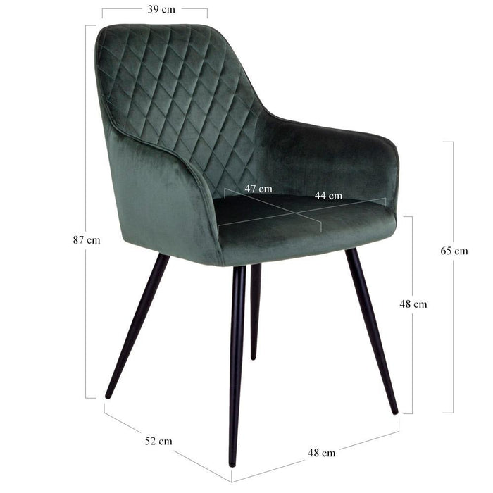 Harbo spisebordsstole, 2 stk. Grøn velour | HemmingsenInteriør