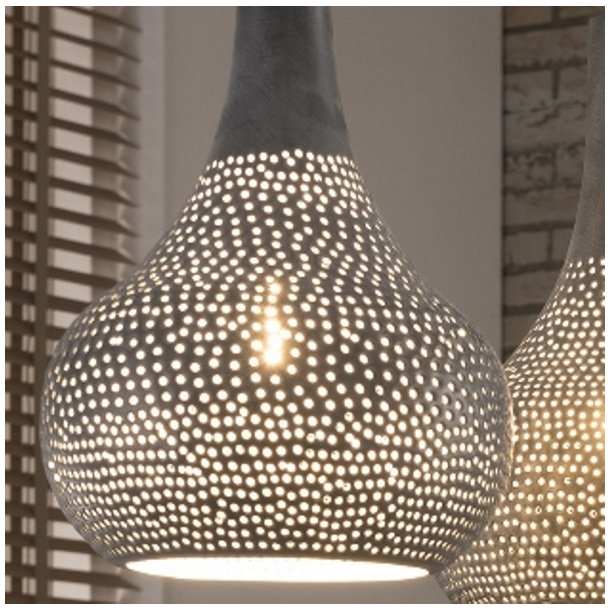 Loftlampe, patineret grå jern, m. 4 lamper