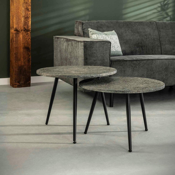 Sofabordssæt i grå metal look Laminat | HemmingsenInteriør